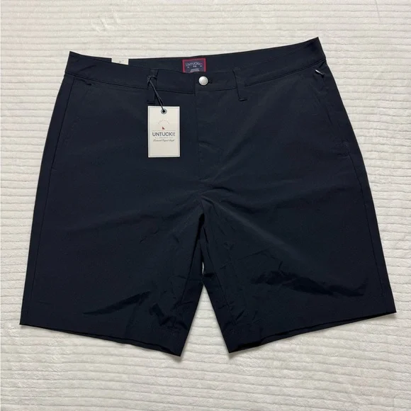 UNTUCKit Men's Dark Blue Flat Front Shorts - Picture 3 of 11
